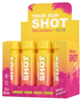 Immagine prodotto di Il tuo Sun Shot Mango S Vit. D3 Bevande solari 80ml x 12 pz