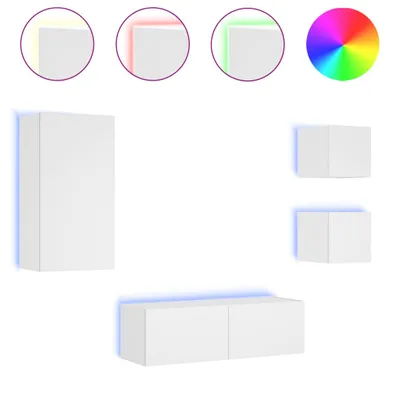 Obrázek produktu pro vidaXL 4dílná TV nástěnná skříňka s LED světly bílá