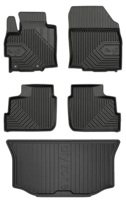 Productafbeelding van Rubberen automatten + kofferbakmat voor Mitsubishi Space Star 2013-2024 (hatchback) – 5-delig, zwart, op maat – Wielganizator