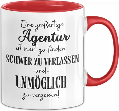 Produktbild von Agentur Abschied Geschenk Tasse Abschiedsgeschenk für Agentur Hart Zu Finden Schwer Zu Verlassen (Rot)