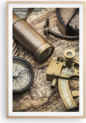 Produktbild von Gerahmtes Poster - Rahmen in heller Eiche - Kompass Kompass Karte - 61x91,5 cm - Wand Bild - Wanddeko - Wandbilder - Wandposter - Bilderrahmen - Bilder - Kunstdruck - Wandbild - P2NPA61x91-3730