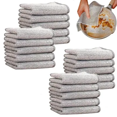 Zdjęcie produktu dla Ścierki druciane, 20 sztuk – dwuwarstwowe ściereczki do czyszczenia, 20 x 20 cm – idealne do czyszczenia garnków, kuchenek, piekarników i grilli – skutecznie usuwają trudne zabrudzenia