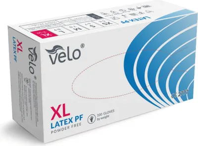 Obrázok produktu pre VELO Bezpúdrové latexové rukavice, veľ. XL, 100 ks