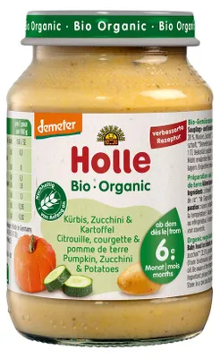 DYNIA - CUKINIA - ZIEMNIAK BEZ DODATKU CUKRÓW BEZGLUTENOWE OD 6 MIESIĄCA DEMETER BIO 190 g (SŁOIK) - HOLLE