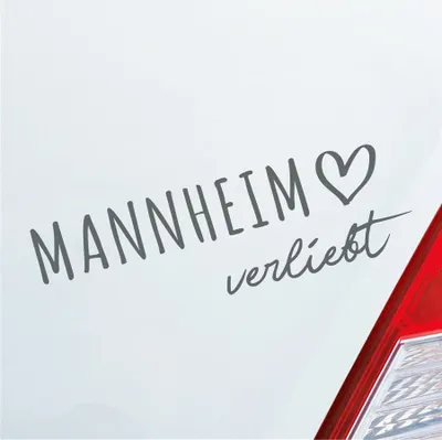 Produktbild von Auto Aufkleber Mannheim verliebt Herz Stadt Heimat Liebe Car 19x6 cm Grau Sticker Heckscheibenaufkleber