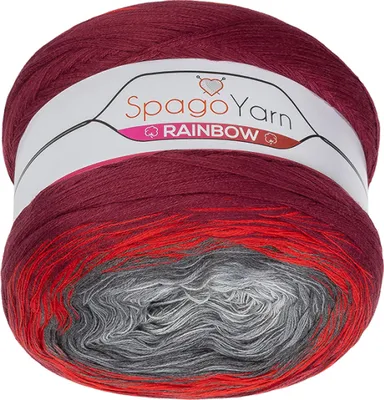 Zdjęcie produktu dla Przędza SpagoYarn Rainbow – 250 g / 1000 m – szara, czerwona, bordowa