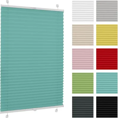 Obrázek produktu pro Plissee Estika bez vrtání – 95 cm x 120 cm – Tyrkysová – Snadná montáž pomocí úchytů