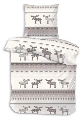 Produktbild von Dobnig Bettwäsche Flanell - Elch 155 x 220 cm taupe Elch, weihnachtlich, taupe