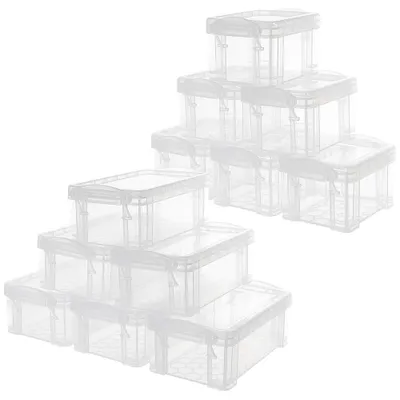 Aufbewahrungsboxen, 12 Stück, 2 Größen, transparent, stapelbar