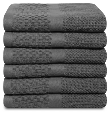Produktbild von PHLOX Handtücher Set - Popcorn Soft Kollektion - 50x90 cm - 6 Teilig - 100% Baumwolle - 500 g/m² - Weich - Saugfähig -   Green  - Anthrazit
