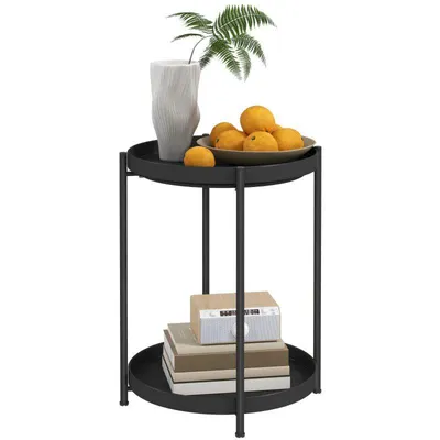 Produktbild von Beistelltisch – Eck- und Sofatisch – Couchtisch – runder Beistelltisch – 44 x 44 x 56 cm – geeignet für Wohn- und Schlafzimmer – schwarz