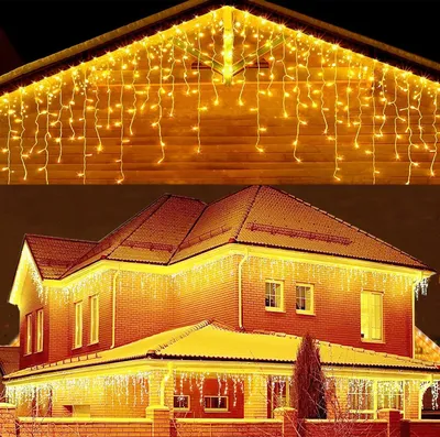 LED-Eiszapfen-Lichterkette 15 m, 600 LEDs, warmweiß, IP44, Timer