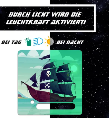 Produktbild von Nachtleuchtende Schutzfolie kompatibel mit Toniebox1 passgenaue Folie mit Motiv Kratzschutz für Musikbox Y031-25 Piratenschiff
