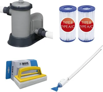 Produktbild von Bestway - Poolsauger AquaCrawl & Filterpumpe 5678 L/u & 2 Filter Typ III & WAYS Scheuerbürste