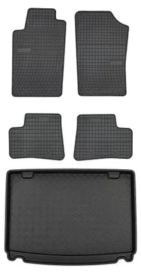 Image de Tapis en caoutchouc + bac de coffre pour Peugeot 206 2002-2010 (break) – 5 pièces, noirs, sur mesure