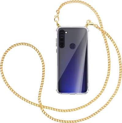 Produktbild von Handykette Backcover-Schutzhülle mit Band (Metall goldfarben) für Motorola Moto G Pro, G Stylus - goldfarbene Kette