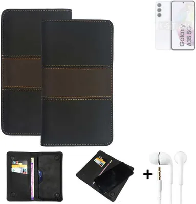 Produktbild von K-S-Trade Handyhülle + Kopfhörer kompatibel mit Samsung Galaxy A35 5G Schutzhülle Walletcase Bookstyle Tasche Schutz Case Hülle Wallet Cover