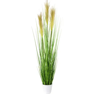 Produktbild von CREATIV green künstlicher großer Grasbusch 95 cm in weißem Topf, naturgetreues künstliches Pampasgras