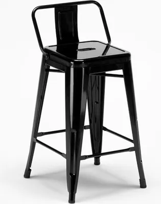 Produktbild von Barhocker im industrie stil aus metall mit rückenlehne Steel Top - Schwarz
