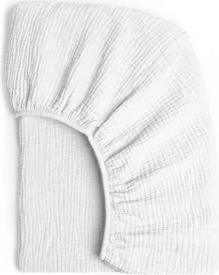 Produktbild von Muminky | Spannbettlaken für Kinderbetten 60x120cm - Musselin-Baumwolle - Weiß - Atmungsaktiv und Hypoallergen