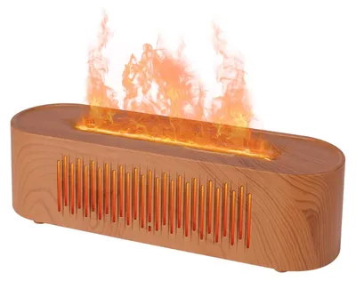 Image de Humidificateur à effet flamme - Diffuseur ultrasonique - 260 ml - Aspect bois