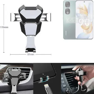 Produktbild von K-S-Trade Lüftungshalterung kompatibel mit Honor 90 kompakte Handy-Halterung Lüftungsschlitz Lüftungsgitter Autohalterung KFZ Auto-Halterung
