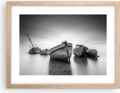 Produktbild von Gerahmtes Poster - Rahmen in heller Eiche - £ódŸ Wrack Schiff - 40x30 cm - Wand Bild - Wanddeko - Wandbilder - Kunstposter - Wandposter - Bilderrahmen - Bilder - Kunstdruck - P2NAA40x30-4999