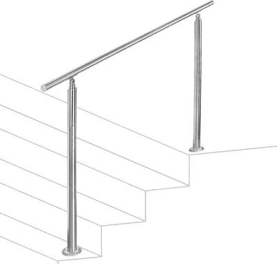 Produktbild von Yakimz Schodišťové zábradlí Zábradlí z nerezové oceli Balustráda Schody Ø42mm pro schody Balkon Vnitřní a venkovní 100CM s bez příček