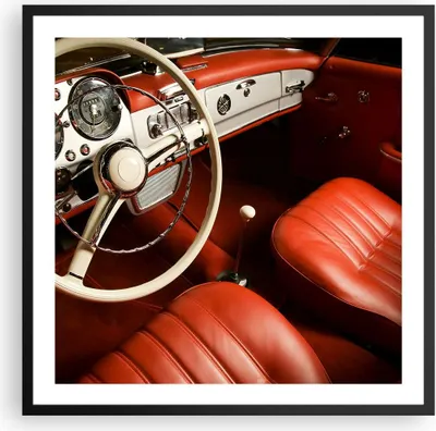 Produktbild von Gerahmtes Poster - Schwarzer Rahmen - Auto Innenraum Klassisch - 60x60 cm - Wand Bild - Wanddeko - Wandbilder - Wandposter - Bilderrahmen - Bilder - Kunstdruck - Wandbild - P2BAC60x60-0149