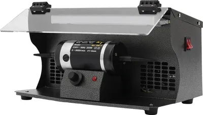 Produktbild von Schmuck Poliermaschine - Tisch-Bankpolierer mit Absaugung - 200 W - Stufenlos 0–8000 U/min - 1–6 mm Spannzange - 220 V EU‑Stecker - Schwarz
