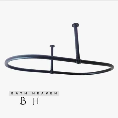 Ovale Duschvorhangstange, Kohlenstoffstahl, 1120x640 mm, Schwarz