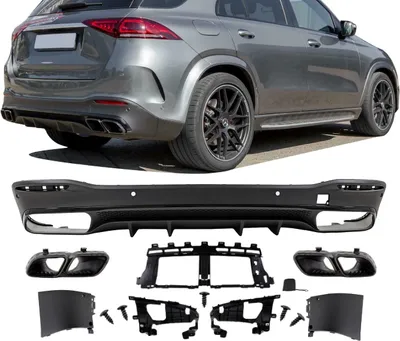 Produktbild von Heckdiffusor + Auspuffblenden schwarz passt für Mercedes GLE V167 mit AMG-Line