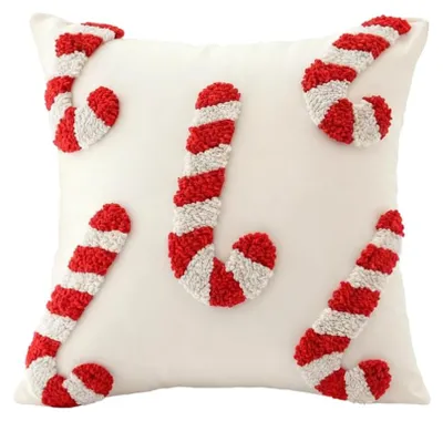 Kerstkussensloop 45x45 cm, rot und weiß, Polycotton