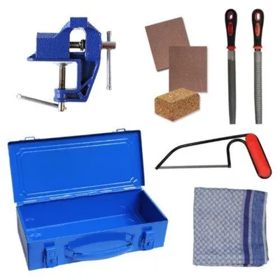 Produktbild von Corvus Kinderwerkzeug Werkzeugset Metall Box 01 rot/blau