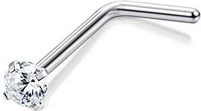 Produktbild von 1 Stück exquisiter Polier-Nasenring in Zahlenform, Titanstahl, Zirkonia, Nasenstecker für Party-2,XL