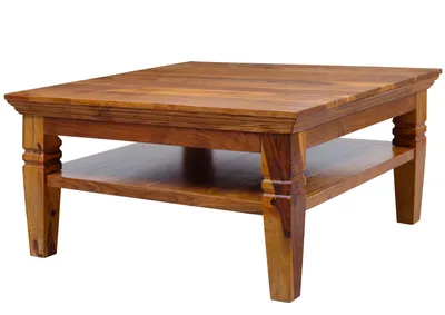 Immagine prodotto di MASSIVMOEBEL24 | tavolino da salotto in legno di Acacia 85x85x45 miele dorato laccato OXFORD #0316
