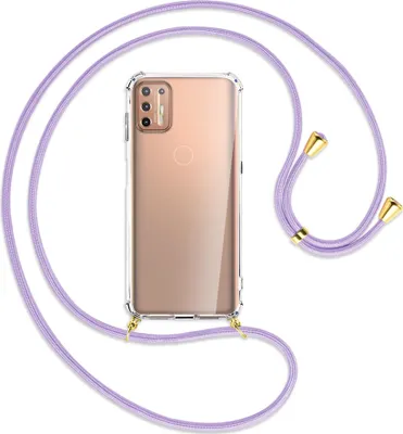 Produktbild von Handykette Backcover-Schutzhülle mit Band (Metall silberfarben) für Motorola Moto G9 Plus - rose peach