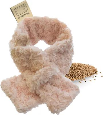 Produktbild von Habibi Plush Premium Neckwarmer Schal Schlaufe creme Rücken Schulter Hirsekissen