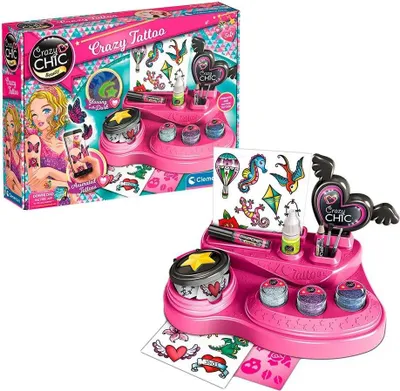 Produktbild von Clementoni Crazy Chic 8005125187331, Mehrfarbig, Kinder, Mädchen, Blau, Silber, Violett, Kunststoff, Tattoo