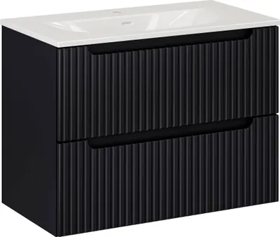 Produktbild von Badezimmerset 80 cm schwarz matt mit Waschbecken SKY 3