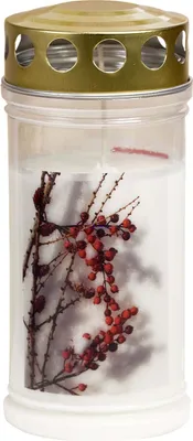 Produktbild von Gedenkkerze klein, Beeren mit Golddeckel, Brenndauer bis zu 4 Tagen
