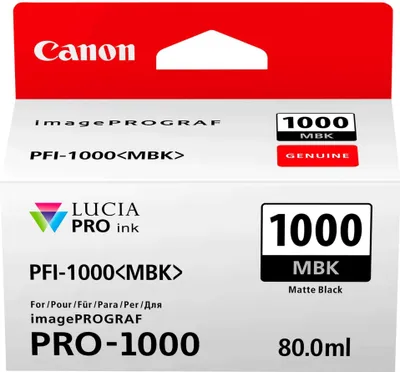 Immagine prodotto di Canon PFI-1000 MBK - 80 ml - nero opaco - originale - contenitore d'inchiostro - per imagePROGRAF PRO-1000