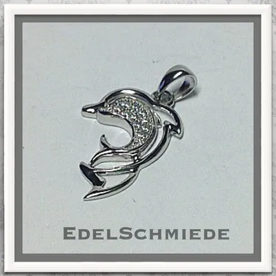 Produktbild von Edelschmiede925 kleines Delfinpaar in 925 Silber als Anhänger