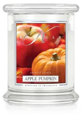 Image de Bougie parfumée Kringle Candle, parfum Apple Pumpkin, taille moyenne, avec 2 mèches (411 g)