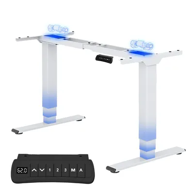 Produktbild von FLEXISPOT EC5 Pro höhenverstellbares Schreibtischgestell elektrisch mit 2 Motoren 160kg Tragkraft 3-fach-Teleskop Speicher- und Timer-Funktion Weiß