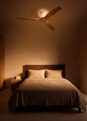 Produktbild von CREATE - WIND CALM CUSTOM RATTAN - Leiser Deckenventilator 40W Ø132 cm 100% Holz mit LED-Licht an Gehäuse und Lampe