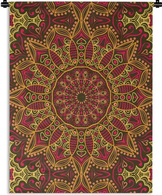 Produktbild von MuchoWow® Wandteppich Wandbehang Muster - Mandala - Pflanzen 90x120 cm Tapisserie Dekoration Wandtuch - Wanddeko