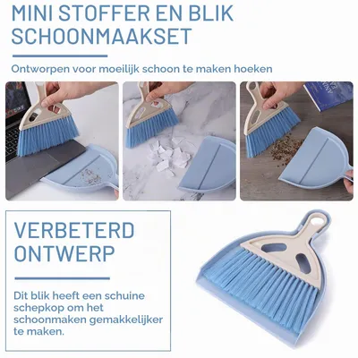 Mini-Besen- und Kehrschaufel-Set, blau, 2-teilig