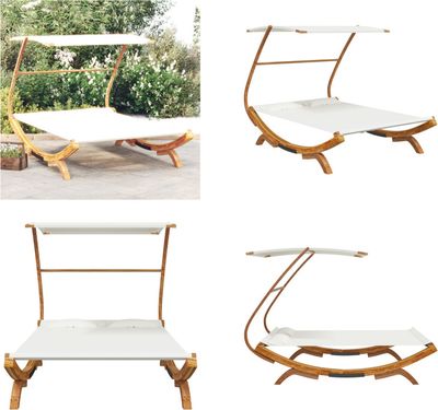 vidaXL Lounge bed with roof 165x203x138 cm bentwood solid cream - Hojdacia sieť - Hojdacie siete - Záhradné hojdacie siete