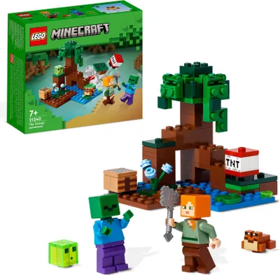 Produktbild von LEGO 21240 Minecraft Das Sumpfabenteuer Set, Spielzeug mit Figuren mit Alex- und Zombie-Figuren im Biom, Geburtstagsgeschenk für Kinder ab 8 Jahren